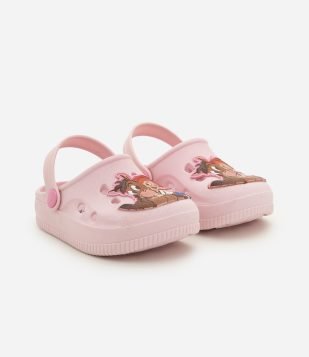 Sandália Babuche Infantil em PVC com Estampa Jessie – Tam 20 a 25 Rosa Claro