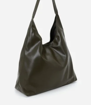 Bolsa Hobo Grande em PU com Alça Longa Verde