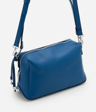 Bolsa Shoulder Média em PU com Alça Removível Azul