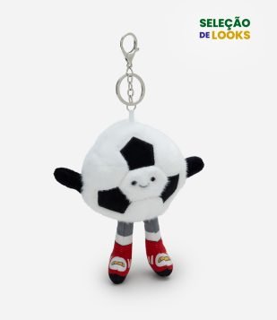 Chaveiro Infantil Bola de Futebol em Pelúcia – Tam U Branco e Preto