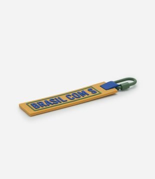 Chaveiro em Silicone Estampa Brasil com S Amarelo