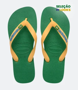 Chinelo Havaianas Tradicional com Bandeira do Brasil Marrom