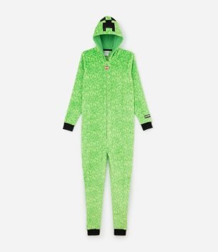 Pijama Jumper Infantil com Bordado do Minecraft - Tam 5 a 14 Anos Verde