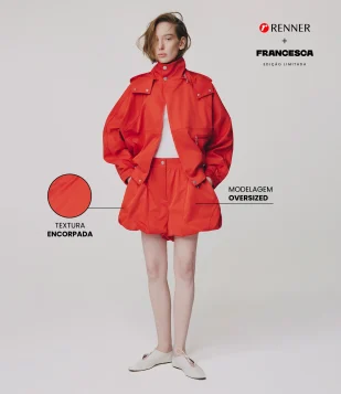 Short Balonê com Cós Alfaiatado e Detalhes Contrastantes Vermelho