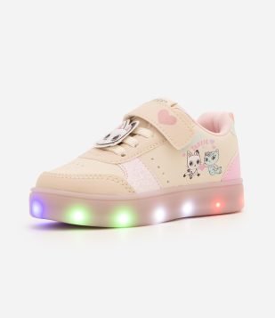 Tênis em PU com LED da Casa Mágica da Gabby Infantil - Tam 20 a 27 Off White