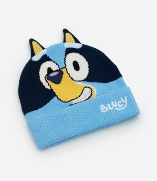 Touca Infantil em Tricô Bluey com Orelhas 3D – Tam U Azul