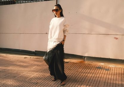 Francesca: rendas e assimetrias enriquecem o look