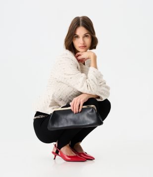 Bolsa Clutch Pequena em PU com Alça Removível Preto