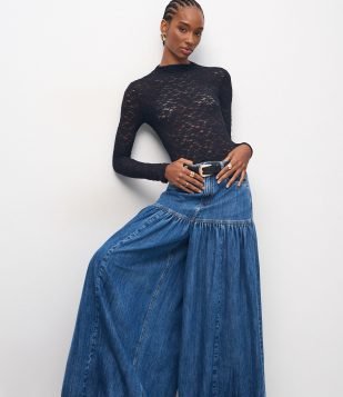 Calça Jeans Super Wide Leg com Cintura Alta Azul