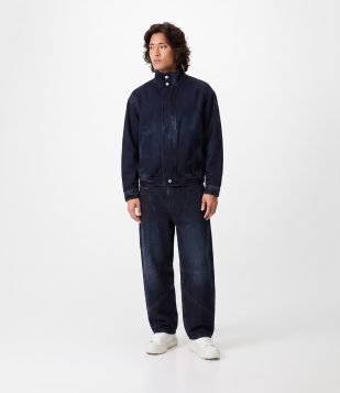 Calça Baggy Balloon Jeans com Recortes Anatômicos Azul
