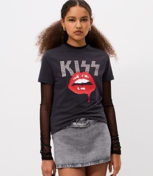 Camiseta Baby Tee KISS Preto