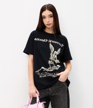 Camiseta em Algodão do Avenged Sevenfold Preto