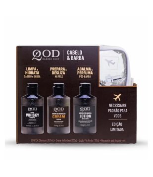 Kit Barber Shop 1 Shampoo Black Whisky 100g + 1 Creme de Barbear 100g + 1 Locao Pos Barba 100g QOD Incolor