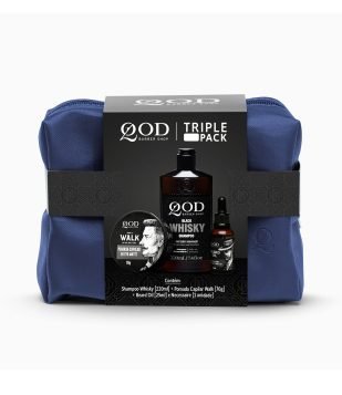 Kit Shampoo Whisky + Pomada Capilar Walk + Beard Oil + Necessaire Triple Pack QOD KIT