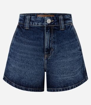 Short Evasê em Jeans Premium Azul Médio