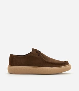 Tênis Casual Moc Toe em Couro Camurça Marrom