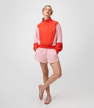 Bermuda Runner Esportiva em Microfibra Bicolor Rosa