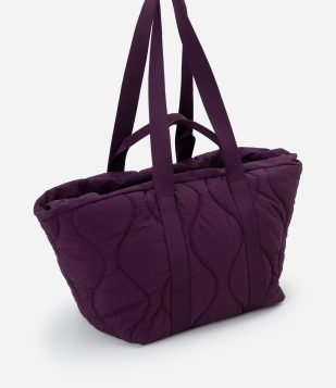 Bolsa Shopper Puffer Grande com Alça de Gorgorão Roxo