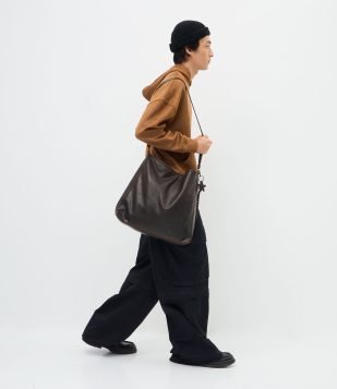 Bolsa Shopper em PU com Alça de Ombro Marrom