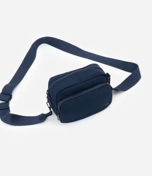 Bolsa Transversal Pequena com Bolso Frontal Azul