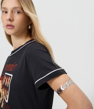Bracelete Semi Aberto com Estrelas e Luas em Metal Prata