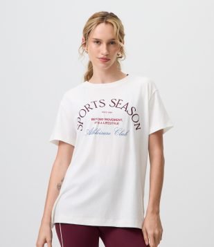 Camiseta Oversized Esportiva com Lettering Sports Season Off White