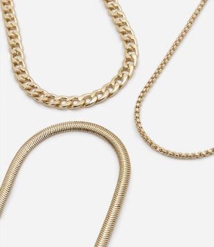 Colar com 03 Camadas em Metal com Correntes Variadas U