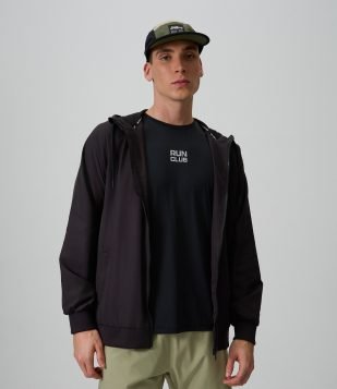 Jaqueta Esportiva Básica com Capuz Preto