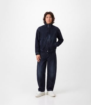 Jaqueta Jeans Boxy com Gola Alta Azul