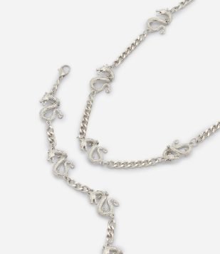 Kit Colar e Pulseira em Metal com Figura de Dragão Prata