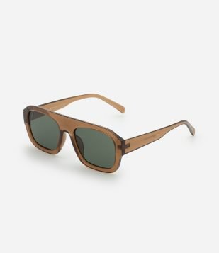 Óculos de Sol Quadrado com Lentes Amplas Marrom